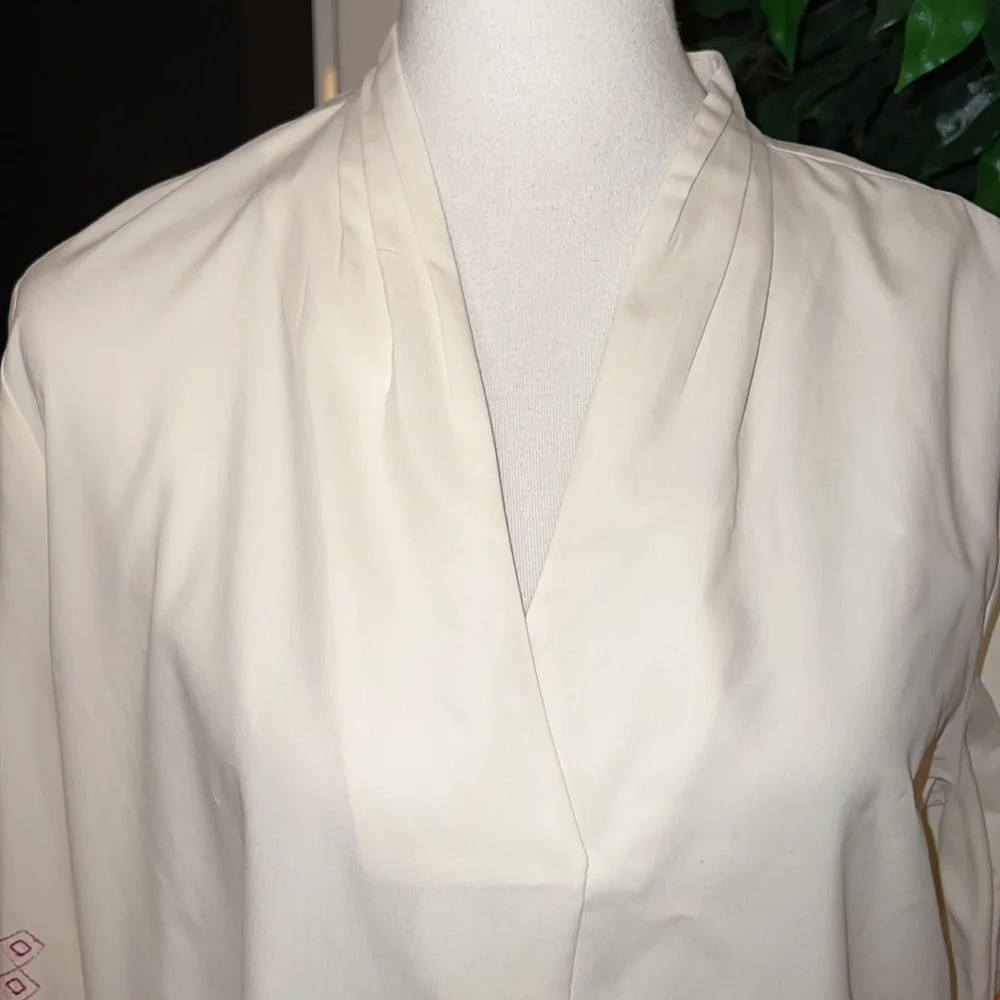 Chico’s Embroidered Sleeve V-Neck Blouse